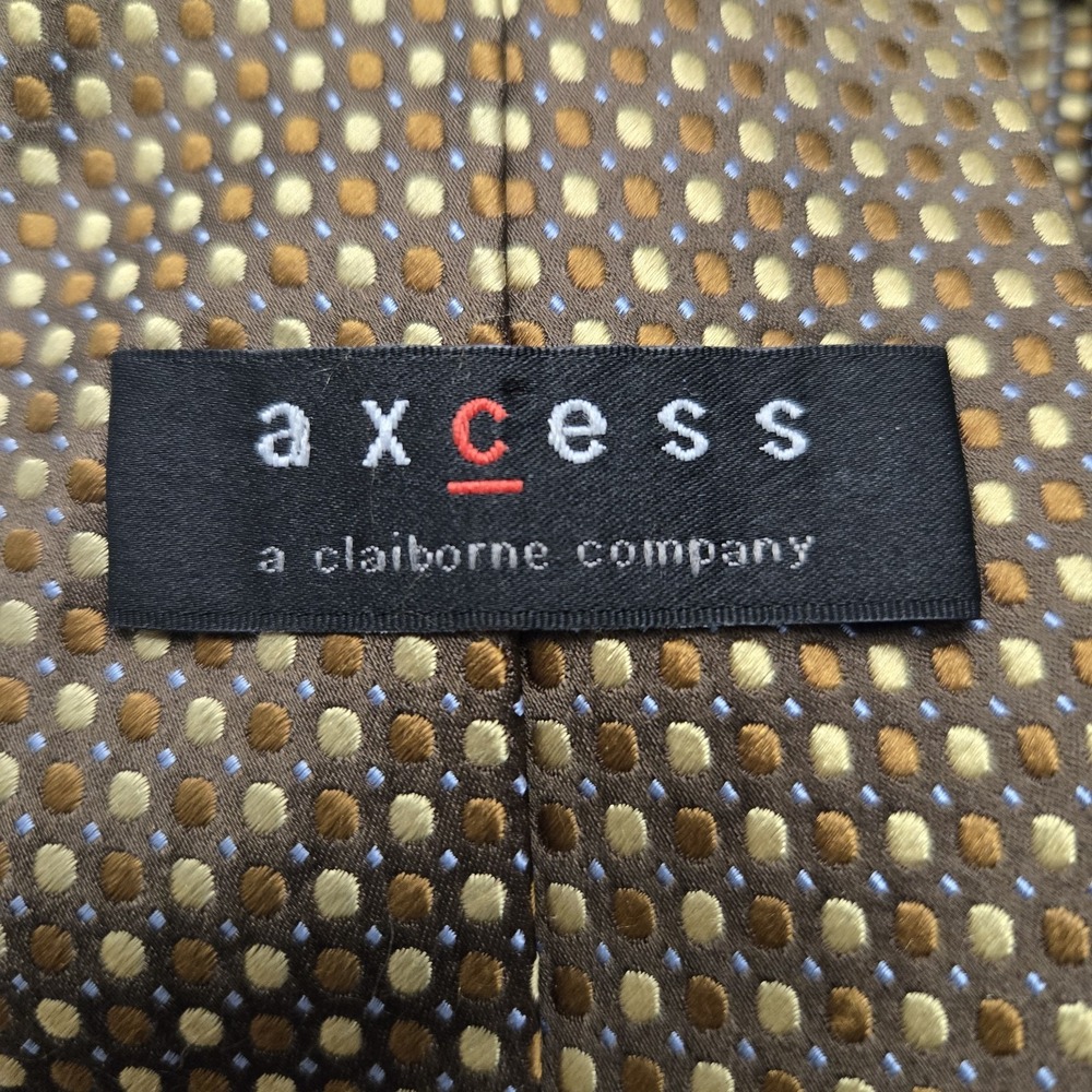 Vintage Axcess 100% Silk Tie Hand Made‎ Brown And Gold Classic Luxury Designer - Picture 2 of 4